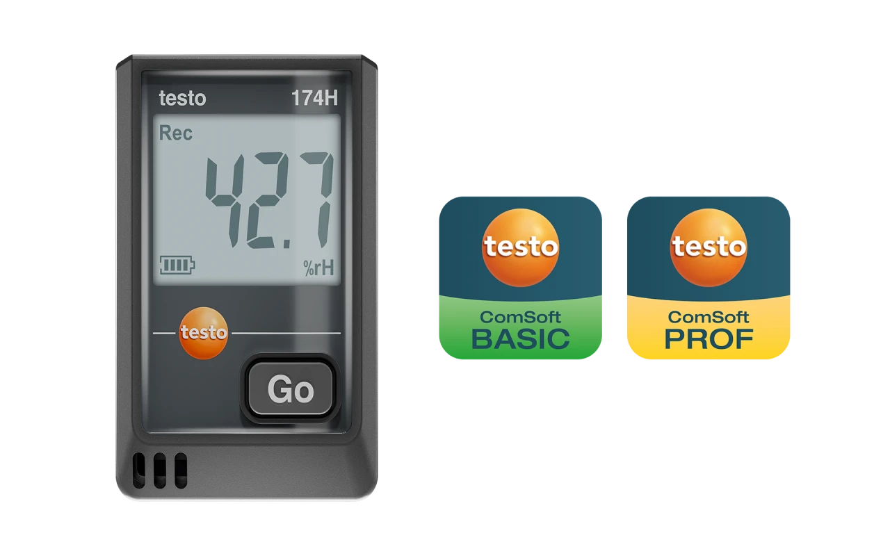 testo 174 H - Mini záznamník pro měření teploty a vlhkosti s USB-C a softwarem pro PC