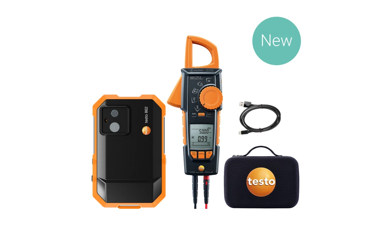 Sada testo 862-2 pro elektrikáře - Sada testo 862-2 – termokamera (256 × 192 pixelů) a klešťový multimetr